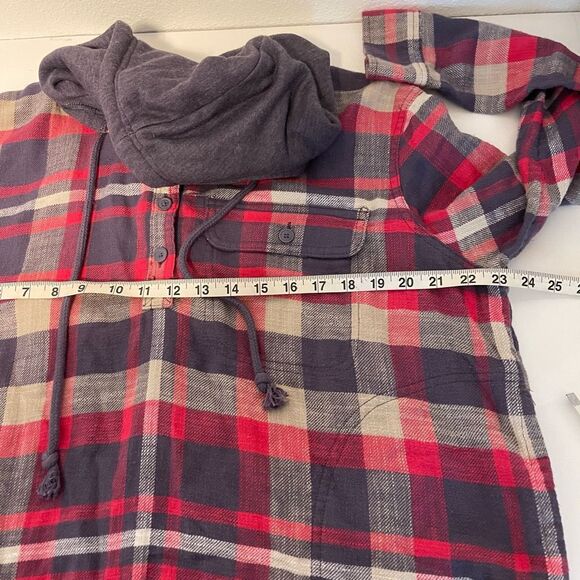 American Eagle Plaid Pink Cropped Hooded Flannel Size Small NWT - Picture 10 of 10